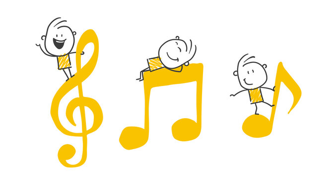 Strichfiguren / Strichm&auml;nnchen: Musiknoten, Noten, Musik. (Nr. 637)