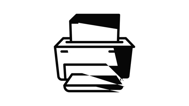 Toner printer icon animation outline best object on white background