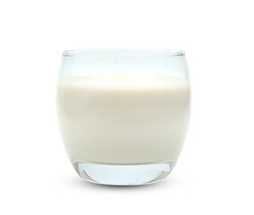 soybean milk and bubble foam in transparent glass isolated on white background ,include clipping path