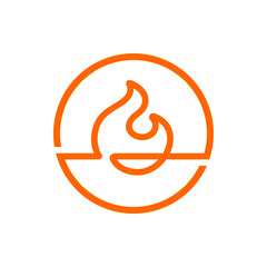 Obraz premium Flames and fire logo design, fireball line icon, bonfire symbol illustration, outline style vector