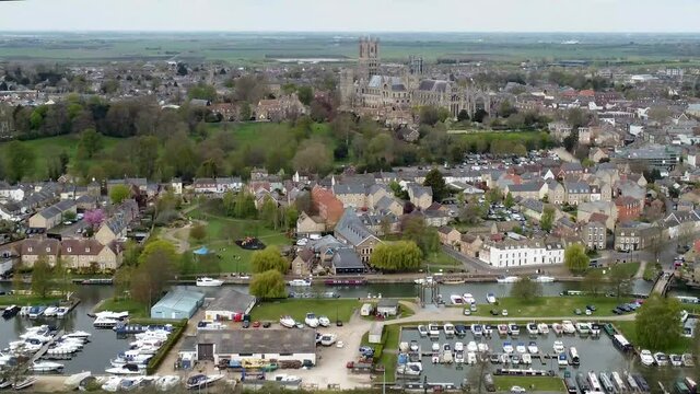 Drone footage of Ely Cathedral in Cambridgeshire, UK