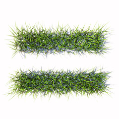 Concept or conceptual green summer lawn grass symbol isolated  white background, equal sign.  3d illustration metaphor for nature, conservation, organic, growth, environment, ecology, spring or summer