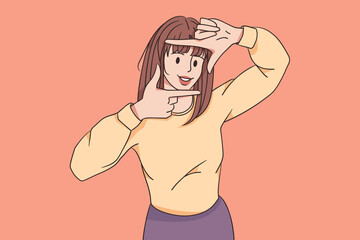 Fototapeta premium Taking photo and gesture language concept