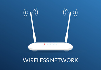 Router icon. Wifi or wireless network. Modern internet access concept. Vector illustration. - obrazy, fototapety, plakaty