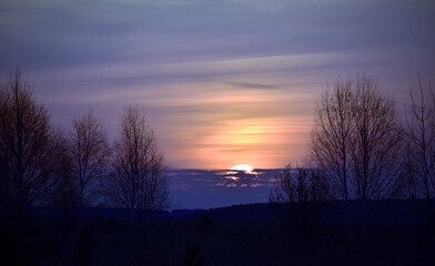 Fototapeta na wymiar Spring sunset in the Urals