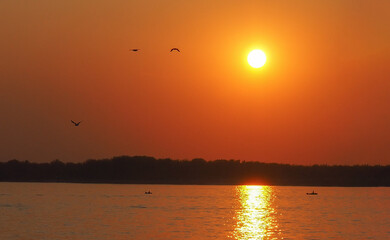 river landscape at sunset