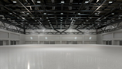 Empty exhibition center. backdrop for exhibition stands.3d render. - obrazy, fototapety, plakaty