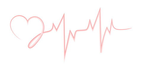 Pulse of the heart. Red and white colors. Single heartbeat, cardiogram. medical education. Modern, simple design. Icon. sign or logo