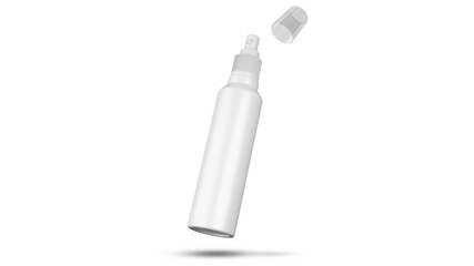 Spray bottle mockup pump type white color for insert brand label , for medical skincare makeup cosmetic product, 3D rendering