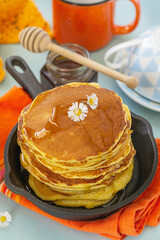 Traditional Hoe Cakes (Johnny cakes) served with honey