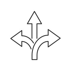 three-way direction arrow sign