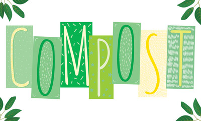 inscription: compost, on a white background. It can be used for cards, brochures, poster, mugs and other promotional materials.