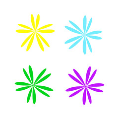 Set of flowers icon colors