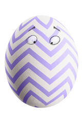 Large picture of an isolated easter egg with a stripes and eyes.