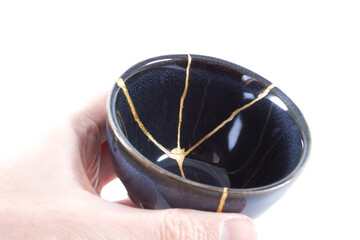 Black Kintsugi bowl