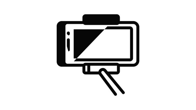 Smartphone selfie icon animation outline best object on white background