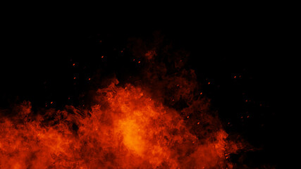 Fototapeta na wymiar Fire on isolated background. Perfect explosion effect for decoration and covering on black background. Concept burn flame and light texture overlays.