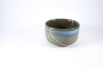 Gray Japanese kintsugi bowl