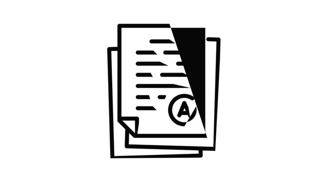 Evaluated test paper icon animation outline best object on white background