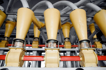 Modern electrical mill machinery for production of wheat flour. Equipment Factory Grain © Parilov