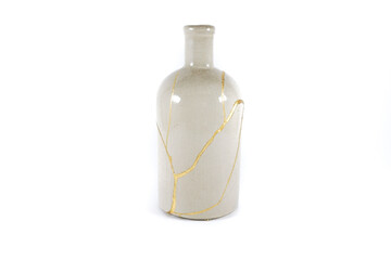 Kintsugi vase restored with real gold