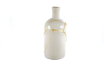 Kintsugi vase restored with real gold