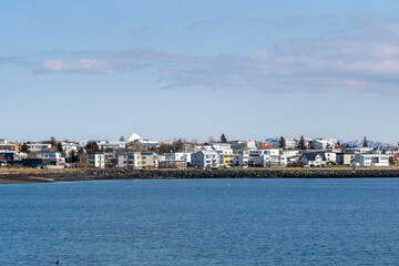 Fototapeta premium View over the municipality of Seltjarnarnes on the peninsula of the same name near the capital Reykjavik.