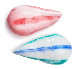 Toothpaste smudges isolated on white background with clipping path. Oral hygiene paste smear