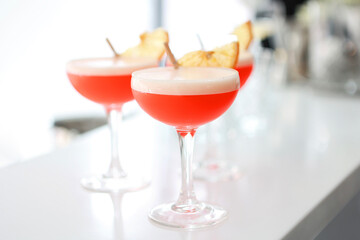 Beautiful summer exotic iced cocktails