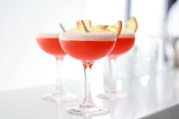 Beautiful summer exotic iced cocktails