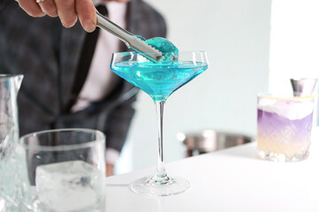 Beautiful summer exotic iced cocktails
