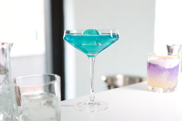 Beautiful summer exotic iced cocktails