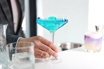 Beautiful summer exotic iced cocktails