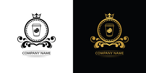 coffee logo template caffeine luxury royal vector company decorative emblem with crown	
