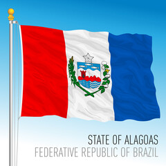 State of Alagoas, official regional flag, Brazil, vector illustration