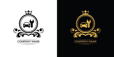 car service logo template luxury royal vector company decorative emblem with crown	
