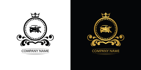 car service logo template luxury royal vector company decorative emblem with crown	
