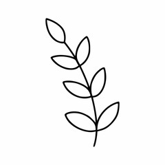 Twig with leaves for decorating postcard. Vector element in doodle style.