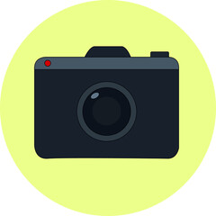 Photo camera icon in vector on yellow background