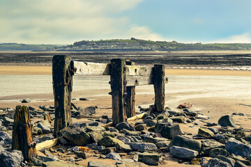 Beach landscape with view out to see at low tide