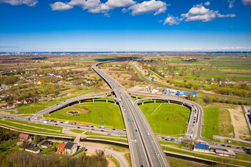 Aerial view of the highway viaduct in Gdansk, Poland