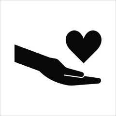 Hand and love icon vector design template on white background. color editable