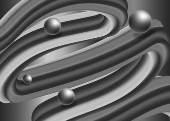 new silver liquid background with 3d ball