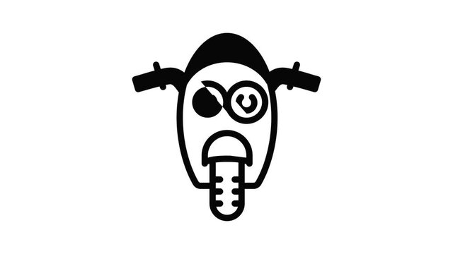 Front view motorbike icon animation outline best object on white background