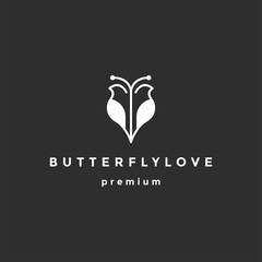 Butterfly love logo. on black background