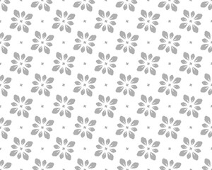 Flower geometric pattern. Seamless vector background. White and gray ornament.