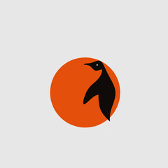 Vector of moon penguin logo 