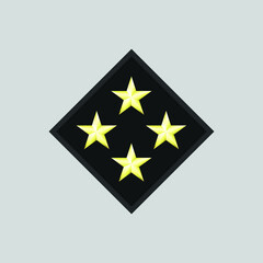 Military officer rank with golden star vector on gray background