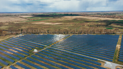 Solar panels in aerial view