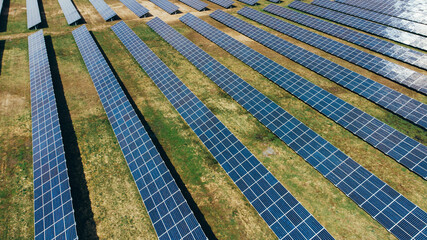 Solar panels in aerial view